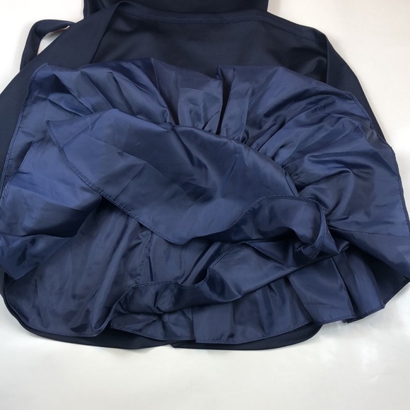 Bonnie Jean Dark Navy Blue Cutout Print Tie Front Pleated Formal Dress - Picture 8 of 13